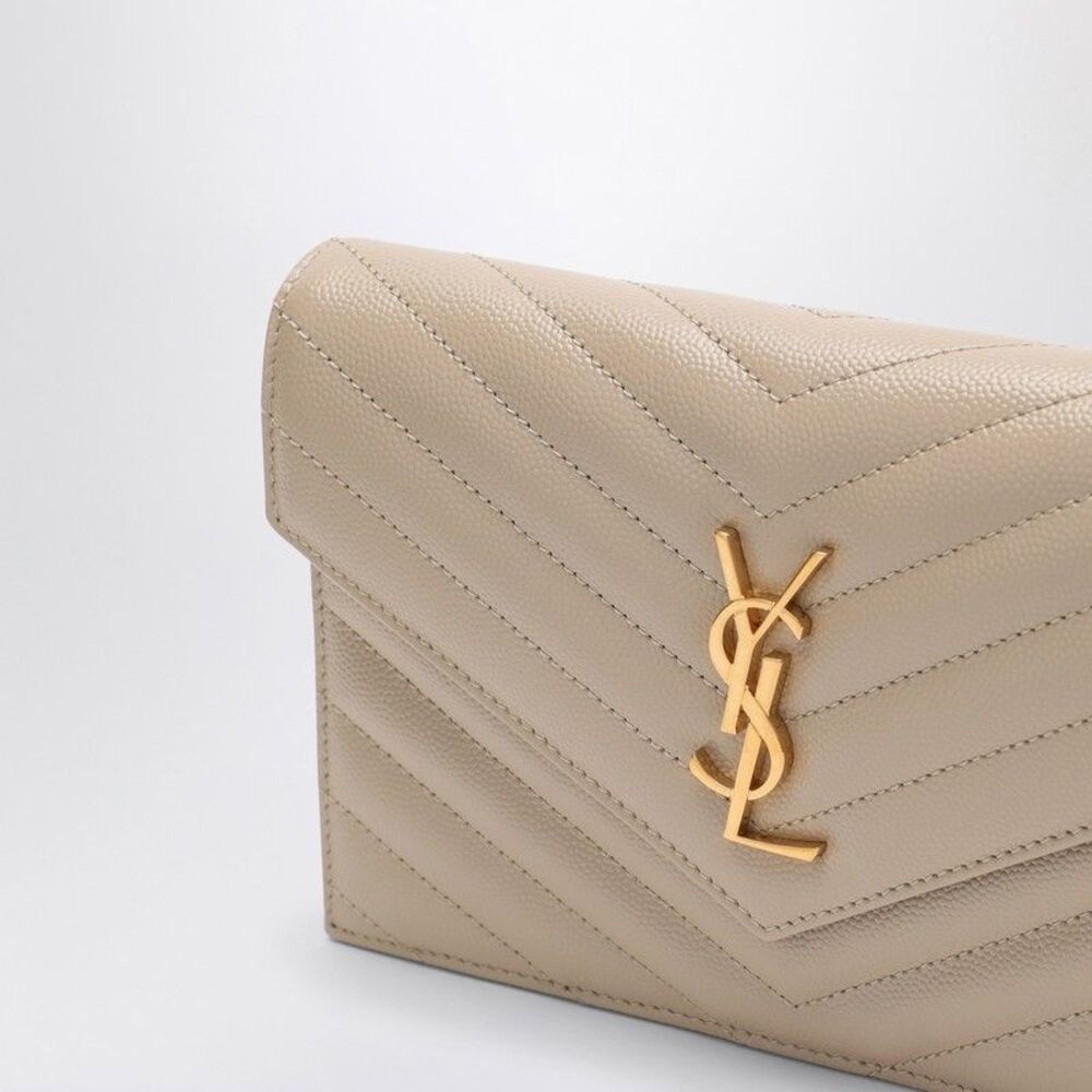 Saint Laurent Cassandre Dark Beige Envelope Chain Clutch Bag - Picture 6 of 6